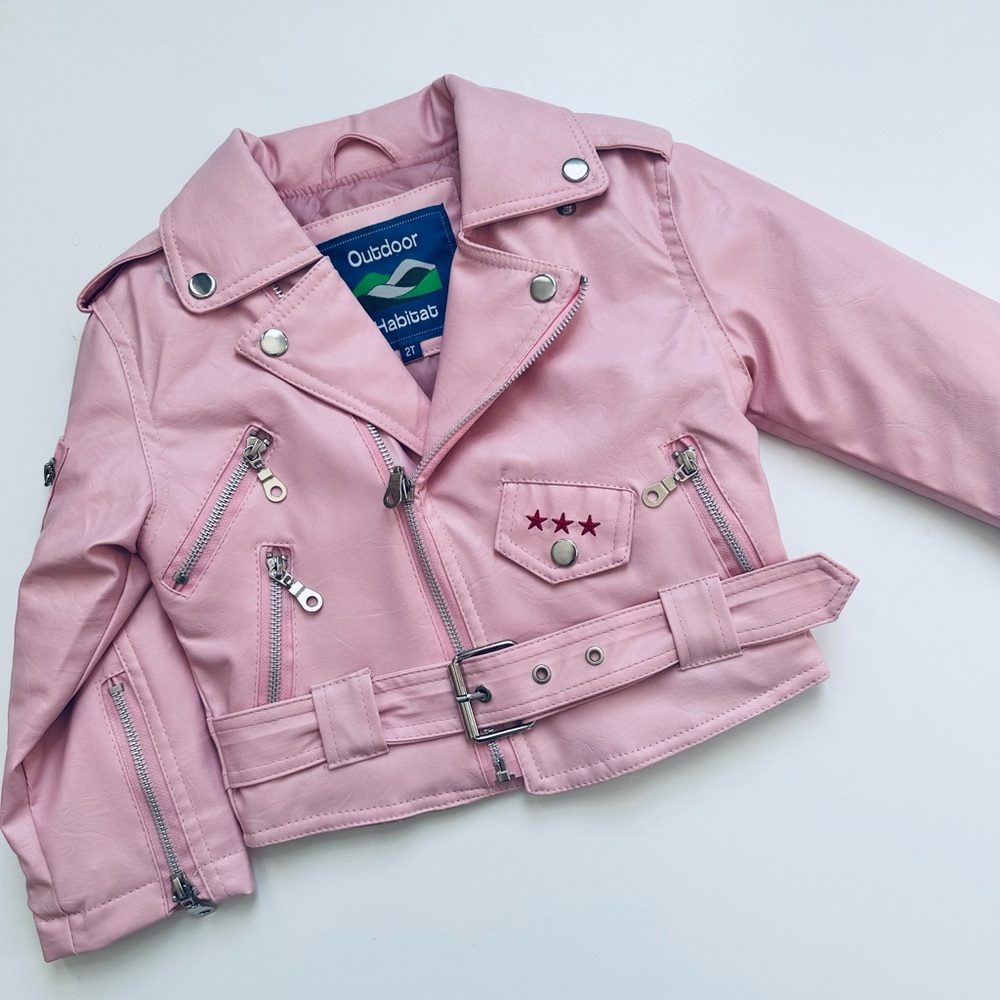 Kids Pink Biker Jacket